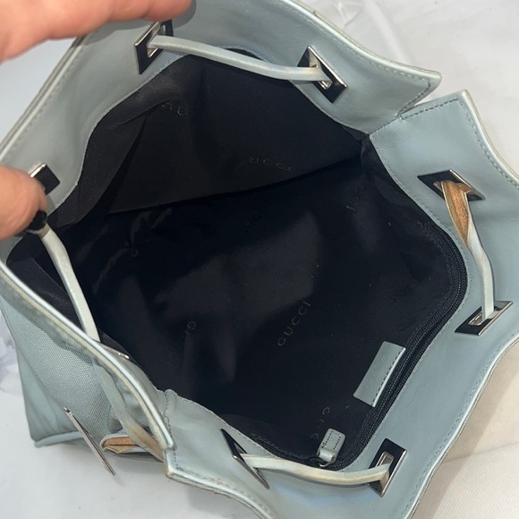 Gucci Ballistic Nylon & Leather Seafoam Drawstring Shoulder Bag - Picture 13 of 16